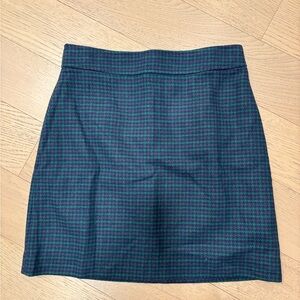 NWT J. Crew Blue Green Houndstooth Wool Skirt